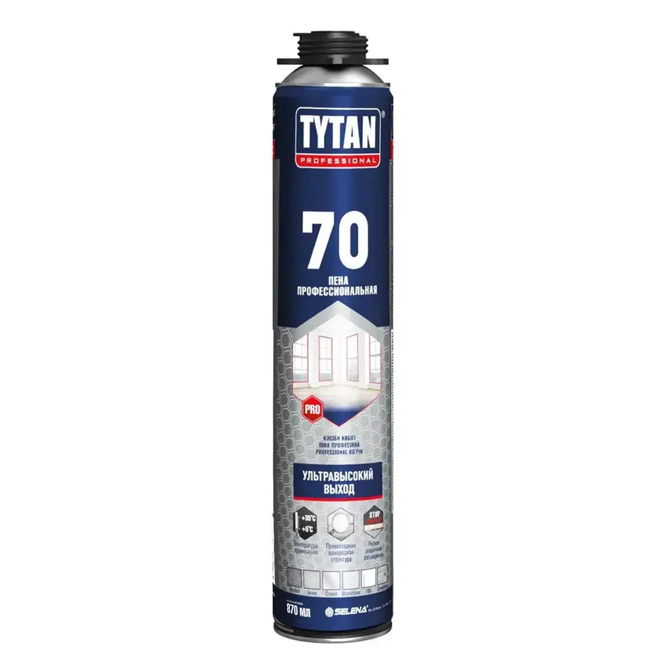 Профессиональная монтажная пена с увеличенным выходом Tytan Professional 70 62992, 870 мл — фото 1