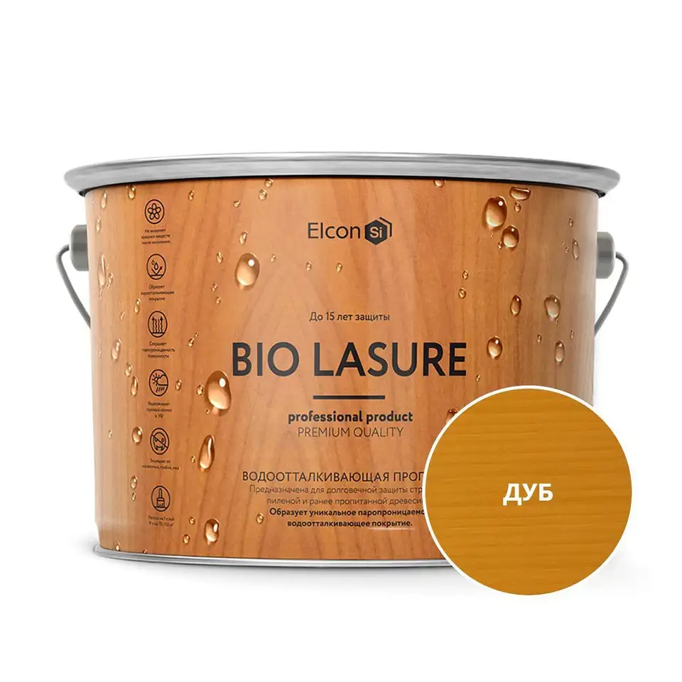 Пропитка для дерева водоотталкивающая Elcon Bio Lasure, 2 л, дуб — фото 1 Пропитка для дерева водоотталкивающая Elcon Bio Lasure, 2 л, дуб — фото 1