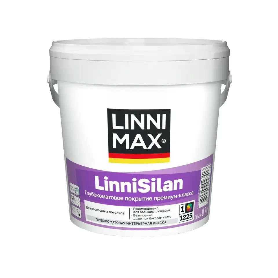 Краска интерьерная Linnimax LinniSilan 948107274, база 1, белая, 0,9 л — фото 1 Краска интерьерная Linnimax LinniSilan 948107274, база 1, белая, 0,9 л — фото 1
