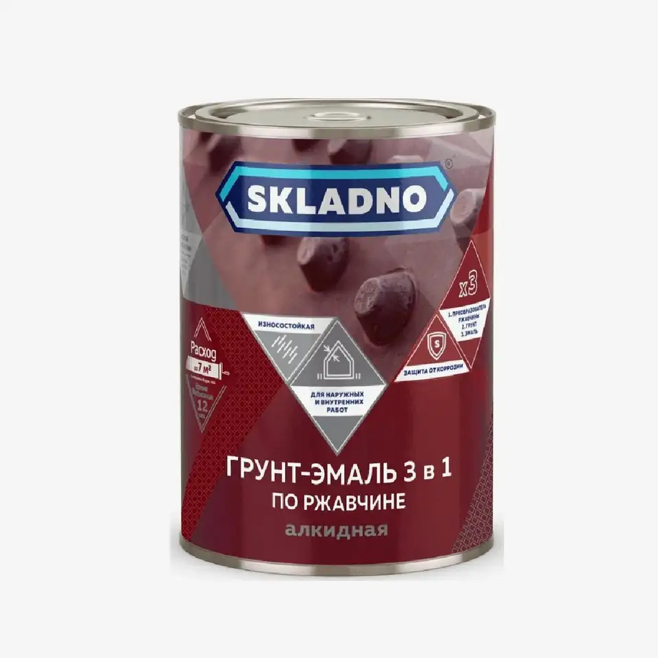 Грунт-эмаль по ржавчине 3 в 1 Skladno, 20 кг, белая — фото 1 Грунт-эмаль по ржавчине 3 в 1 Skladno, 20 кг, белая — фото 1