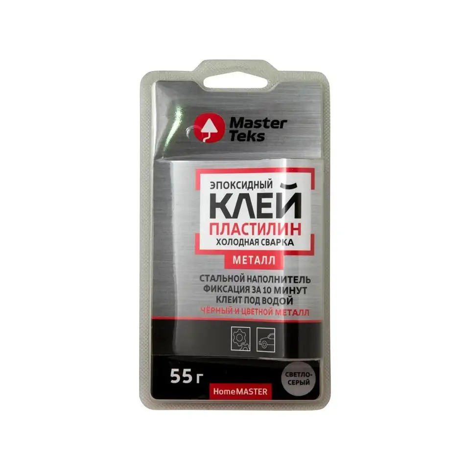 Клей холодная сварка для металла MasterTeks Homemaster, 55 г, светло-серый — фото 1