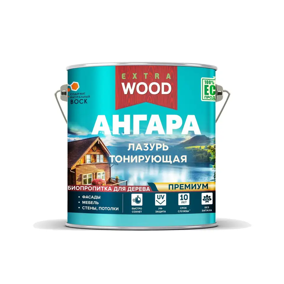 Тонирующая лазурь для дерева Wood Extra Ангара, 2,5 л, палисандр — фото 1 Тонирующая лазурь для дерева Wood Extra Ангара, 2,5 л, палисандр — фото 1