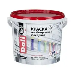 Краска фасадная особопрочная Dali, акриловая, глубокоматовая, база A, супербелая, 5 л — фото 1 Краска фасадная особопрочная Dali, акриловая, глубокоматовая, база A, супербелая, 5 л — фото 1