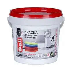 Краска для кухни и ванной Dali, латексная, глубокоматовая, база A, супербелая, 0,9 л — фото 1 Краска для кухни и ванной Dali, латексная, глубокоматовая, база A, супербелая, 0,9 л — фото 1