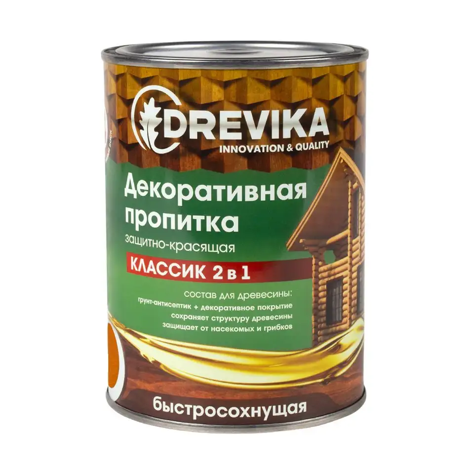 Декоративная пропитка для дерева Drevika Классик 2 в 1, полуматовая, 0,75 л, рябина — фото 1 Декоративная пропитка для дерева Drevika Классик 2 в 1, полуматовая, 0,75 л, рябина — фото 1