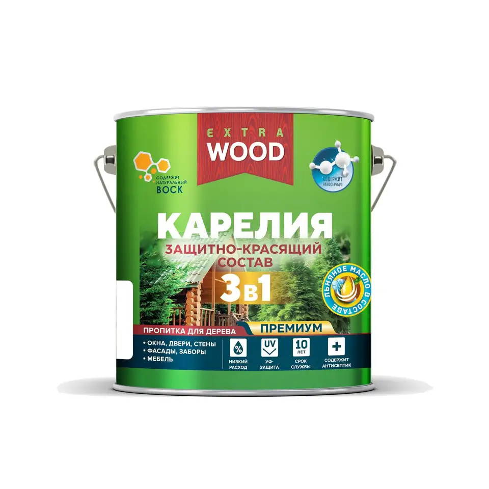 Декоративная пропитка для дерева 3 в 1 Wood Extra Карелия, полуматовая, 2,7 л, утренний туман — фото 1 Декоративная пропитка для дерева 3 в 1 Wood Extra Карелия, полуматовая, 2,7 л, утренний туман — фото 1