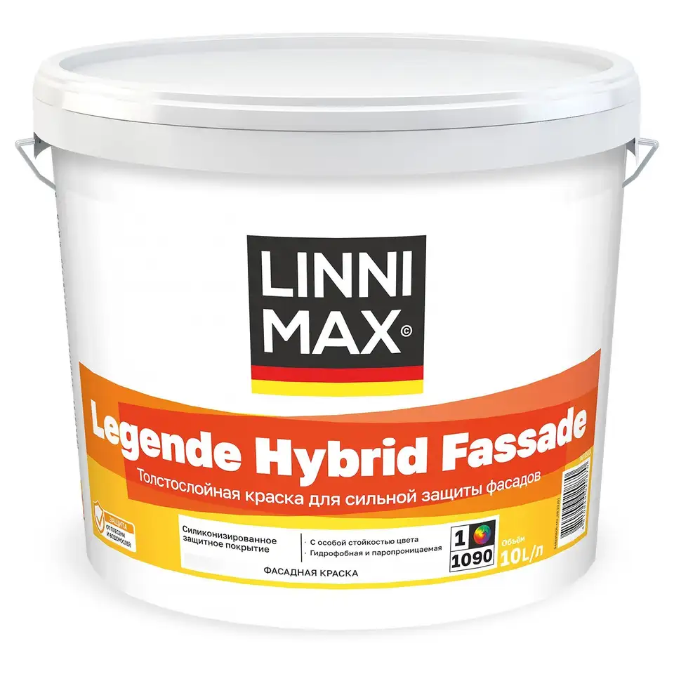 Краска фасадная Linnimax Legende Hybrid Fassade, база 1, белая, 10 л — фото 1