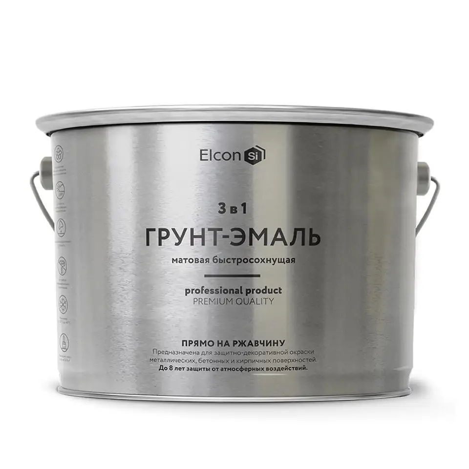 Грунт-эмаль по ржавчине Elcon 3 в 1, матовая, 2 кг, RAL 9003, белая — фото 1 Грунт-эмаль по ржавчине Elcon 3 в 1, матовая, 2 кг, RAL 9003, белая — фото 1