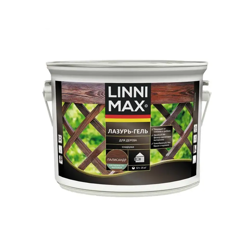 Защитная лазурь-гель для дерева Linnimax, 2,5 л, палисандр — фото 1