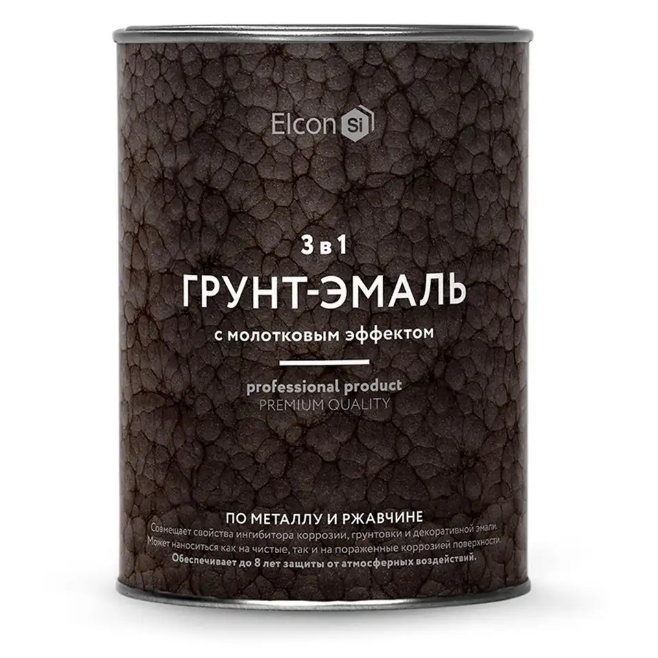 Грунт-эмаль по ржавчине Elcon 3 в 1, молотковая 0,8 кг, серебро — фото 1 Грунт-эмаль по ржавчине Elcon 3 в 1, молотковая 0,8 кг, серебро — фото 1