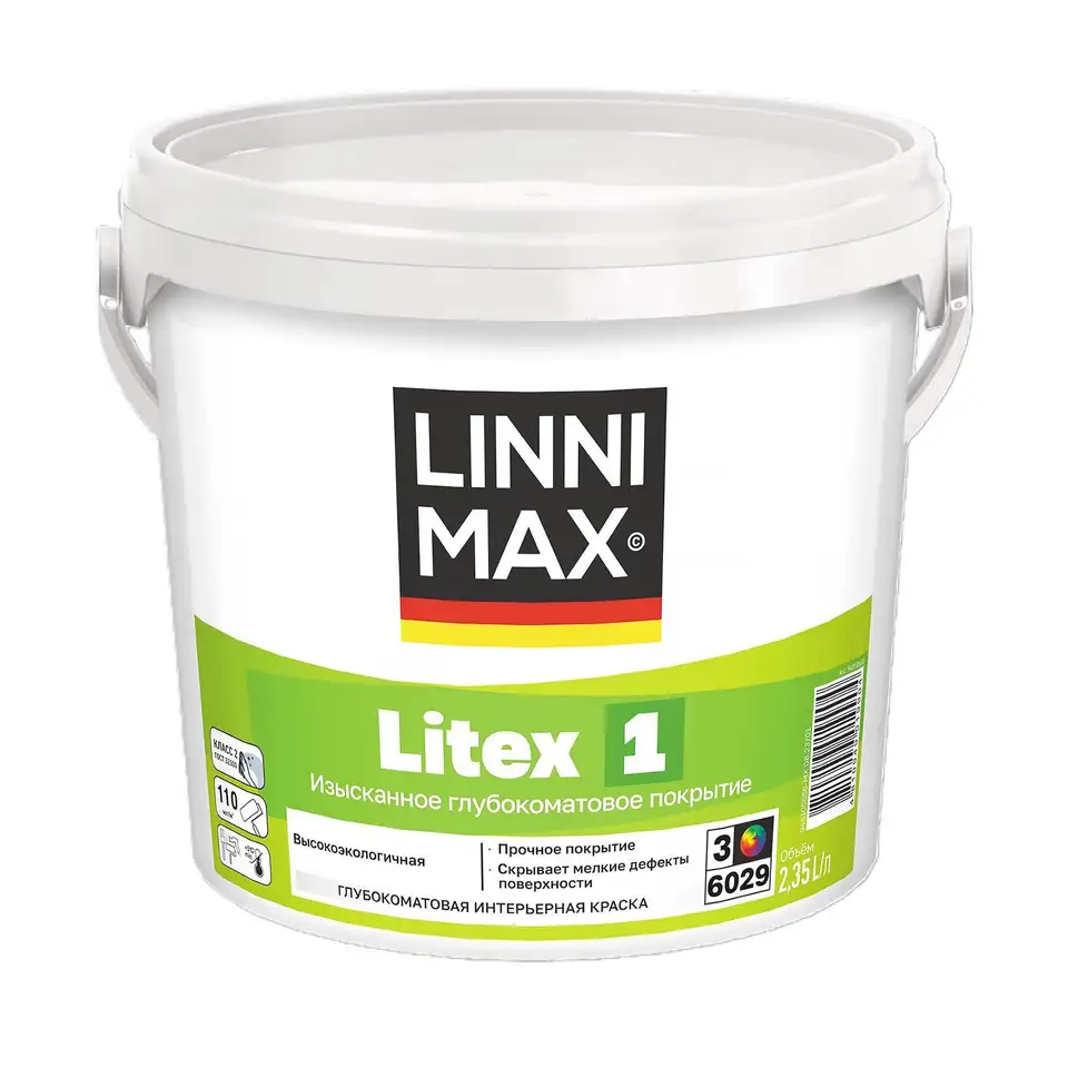 Краска интерьерная Linnimax Litex 1, база 3, бесцветная, 2,35 л — фото 1