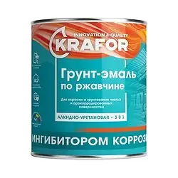 Грунт-эмаль по ржавчине 3 в 1 Krafor, алкидная, глянцевая, 5,5 кг, желтая — фото 1 Грунт-эмаль по ржавчине 3 в 1 Krafor, алкидная, глянцевая, 5,5 кг, желтая — фото 1