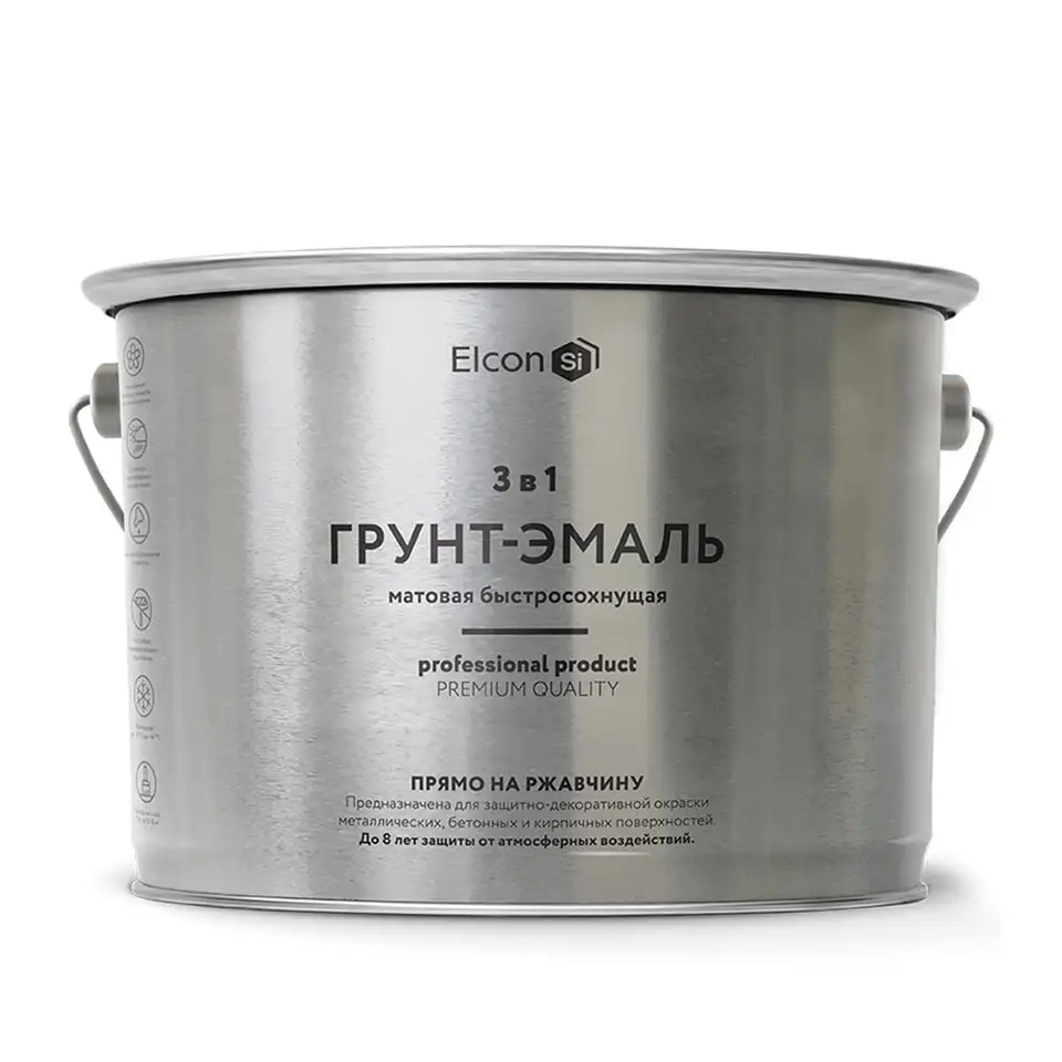 Грунт-эмаль по ржавчине Elcon 3 в 1, матовая, 10 кг, RAL 3002, красная — фото 1 Грунт-эмаль по ржавчине Elcon 3 в 1, матовая, 10 кг, RAL 3002, красная — фото 1