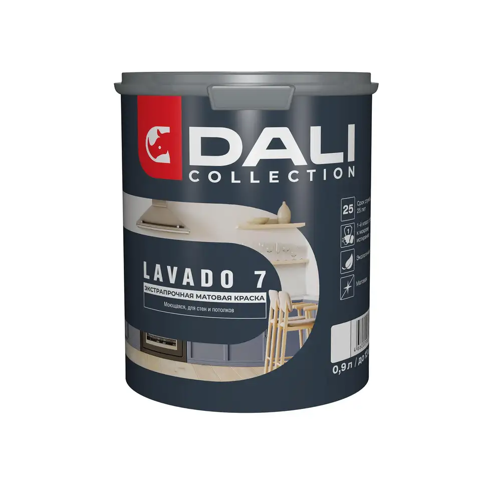 Краска для стен и потолков Dali Collection Lavado 7, матовая, база C, бесцветная, 0,9 л — фото 1 Краска для стен и потолков Dali Collection Lavado 7, матовая, база C, бесцветная, 0,9 л — фото 1