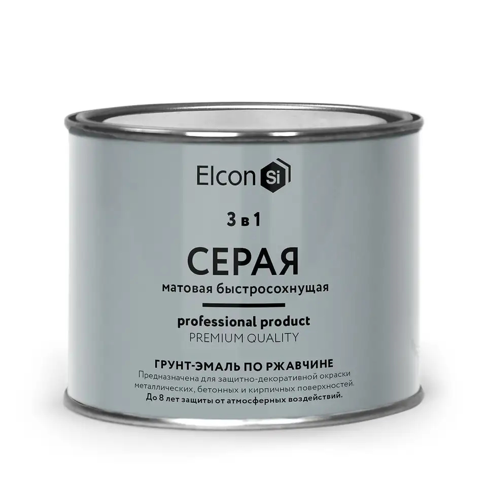 Грунт-эмаль по ржавчине Elcon 3 в 1, матовая, 0,4 кг, RAL 7040, серая — фото 1 Грунт-эмаль по ржавчине Elcon 3 в 1, матовая, 0,4 кг, RAL 7040, серая — фото 1