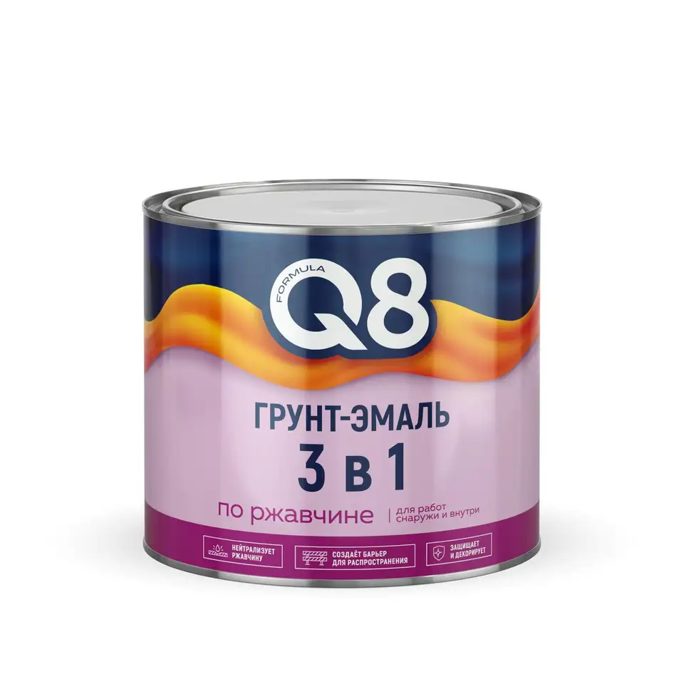 Грунт-эмаль по ржавчине Formula Q8 3 в 1, полуматовая, 1,8 кг, белая — фото 1 Грунт-эмаль по ржавчине Formula Q8 3 в 1, полуматовая, 1,8 кг, белая — фото 1
