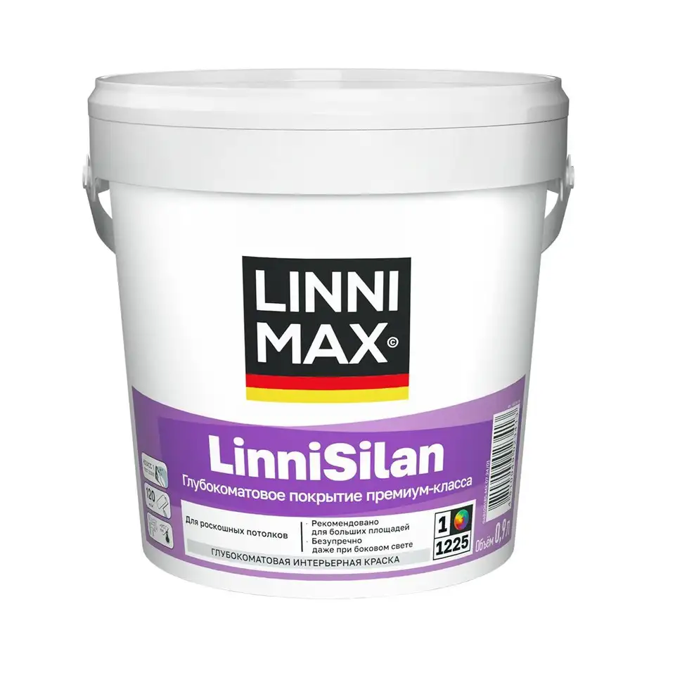 Краска интерьерная Linnimax LinniSilan, база 1, белая, 0,9 л — фото 1 Краска интерьерная Linnimax LinniSilan, база 1, белая, 0,9 л — фото 1