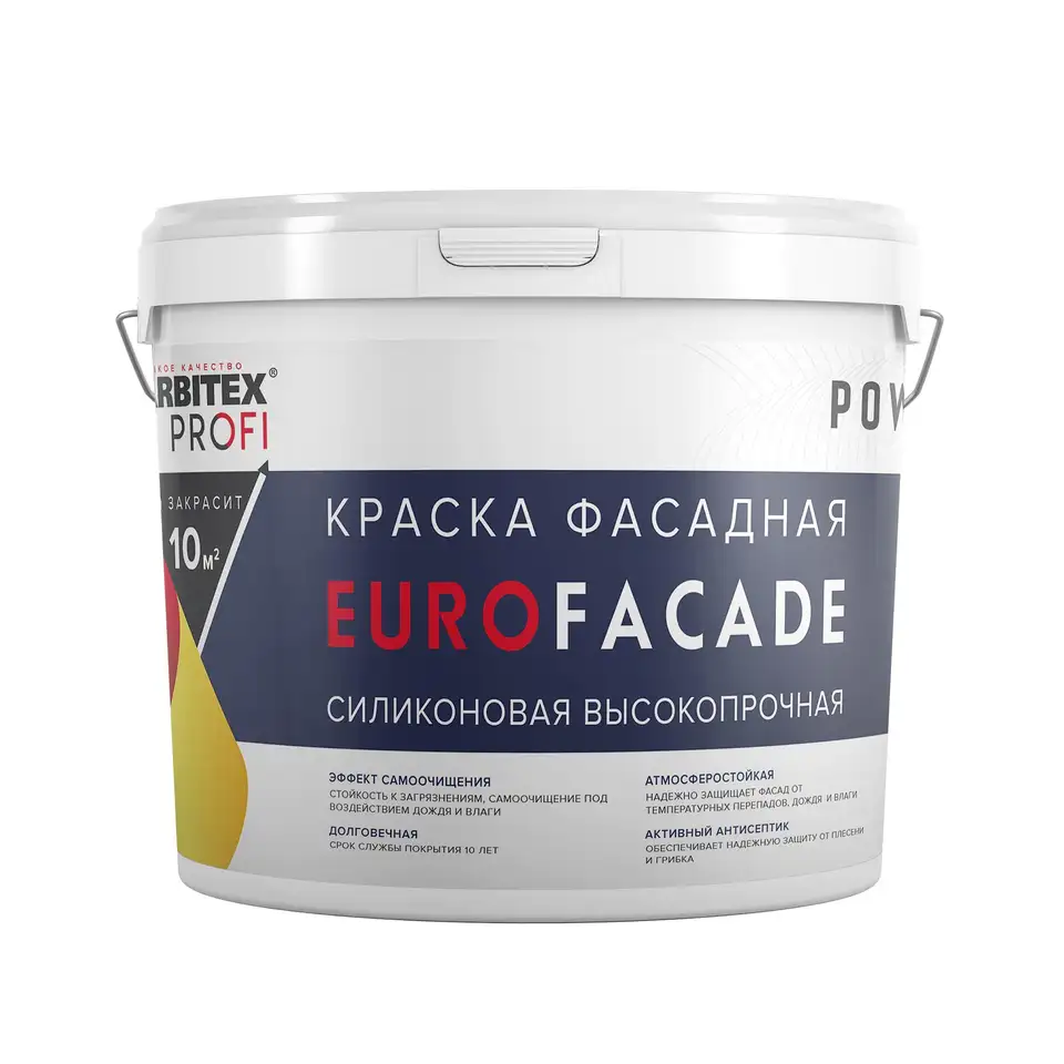 Краска фасадная высокопрочная Farbitex Profi Eurofacade, силиконовая, база А, белая, 6 кг/4 л — фото 1 Краска фасадная высокопрочная Farbitex Profi Eurofacade, силиконовая, база А, белая, 6 кг/4 л — фото 1