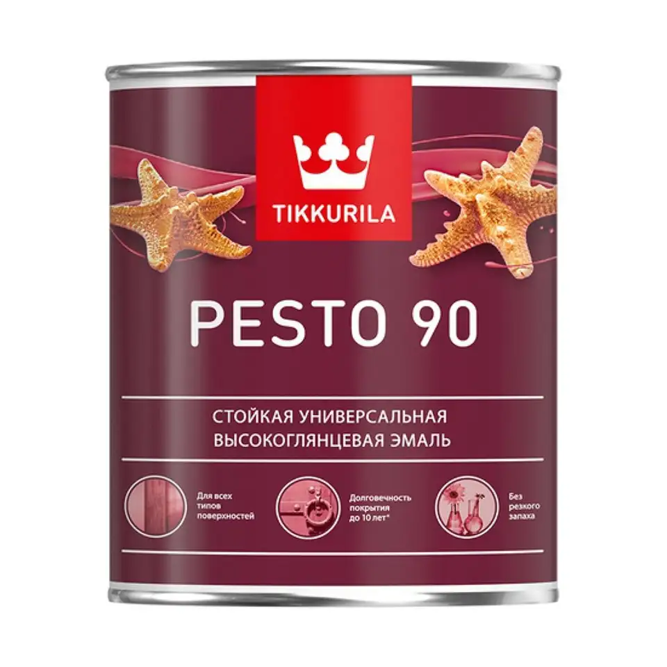 Эмаль высокоглянцевая Tikkurila Euro Pesto 90 (Песто 90), 0,9 л, база С, бесцветная — фото 1