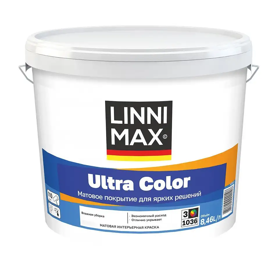 Краска интерьерная Linnimax Ultra Color, база 3, бесцветная, 8,46 л — фото 1