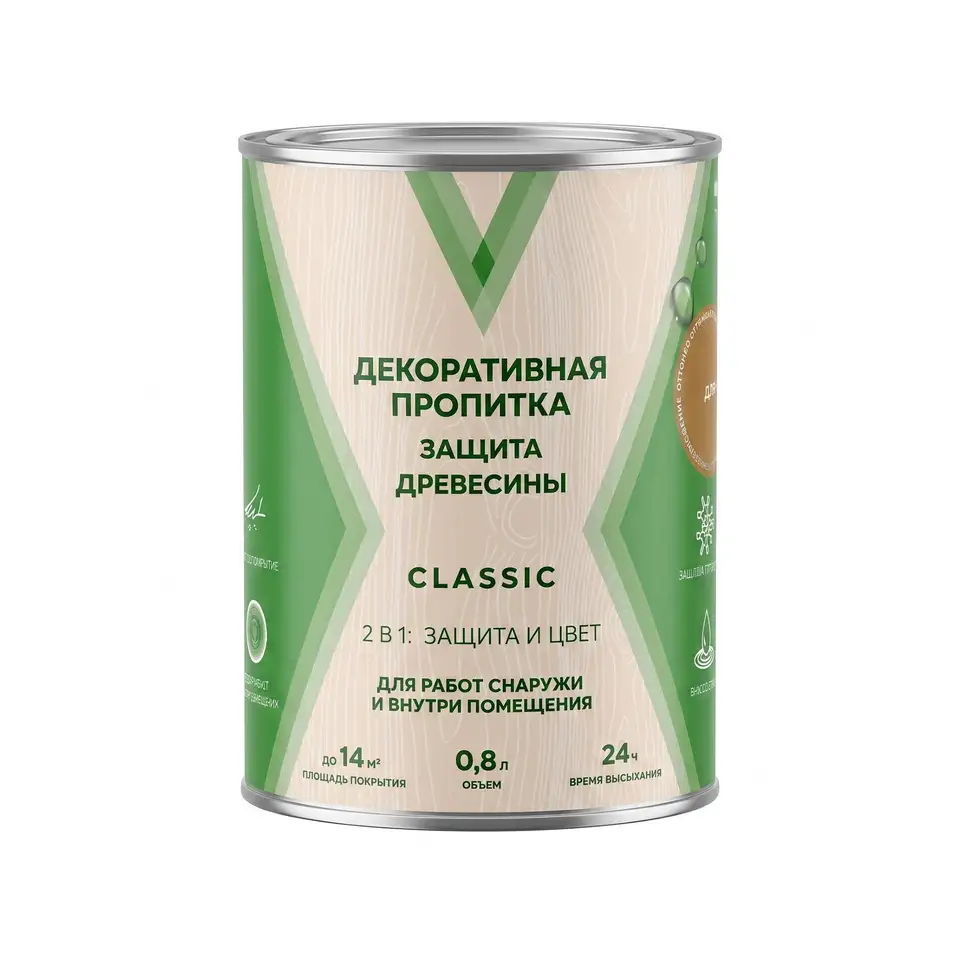 Декоративная пропитка для дерева V Classic, матовая, 0,8 л, дуб — фото 1 Декоративная пропитка для дерева V Classic, матовая, 0,8 л, дуб — фото 1