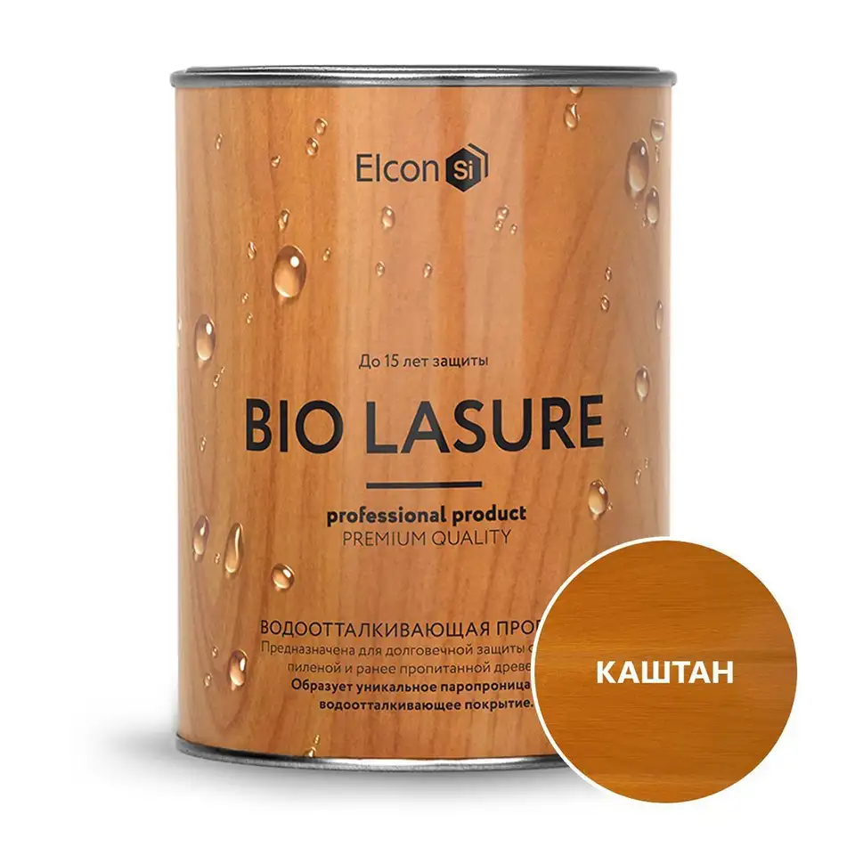 Пропитка для дерева водоотталкивающая Elcon Bio Lasure, 0,9 л, каштан — фото 1 Пропитка для дерева водоотталкивающая Elcon Bio Lasure, 0,9 л, каштан — фото 1
