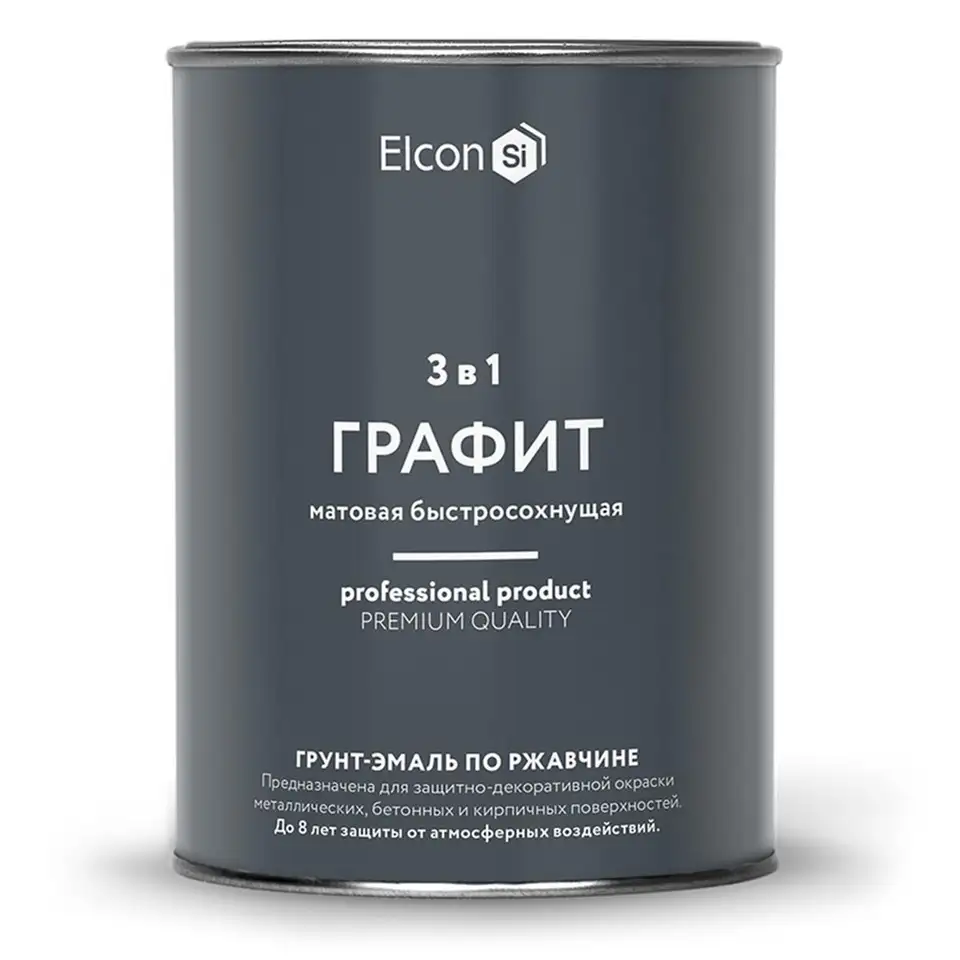 Грунт-эмаль по ржавчине Elcon 3 в 1, матовая, 0,8 кг, RAL 7024, графит — фото 1 Грунт-эмаль по ржавчине Elcon 3 в 1, матовая, 0,8 кг, RAL 7024, графит — фото 1