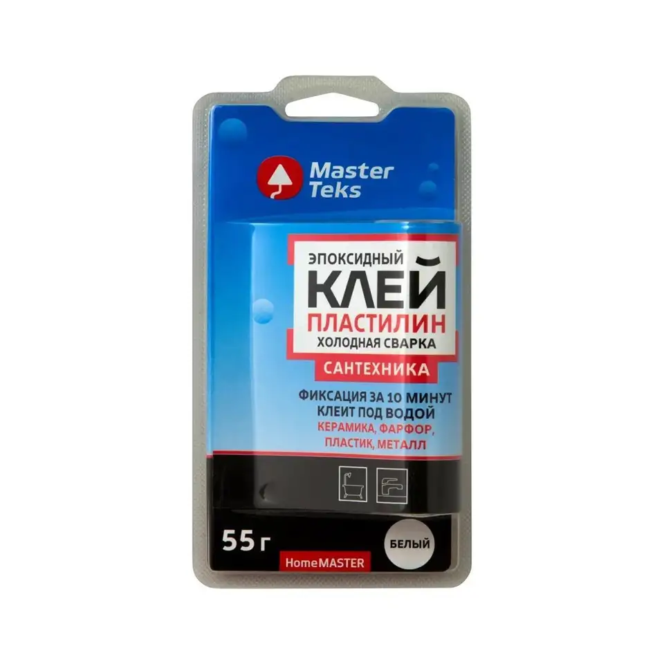 Клей холодная сварка для сантехники MasterTeks Homemaster, 55 г, белый — фото 1