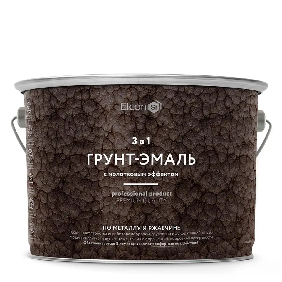 Грунт-эмаль по ржавчине Elcon 3 в 1, молотковая 2 кг, медь — фото 1
