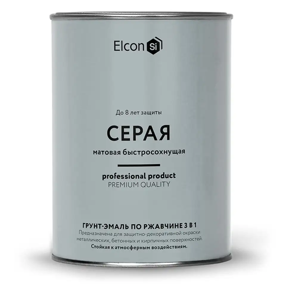 Грунт-эмаль по ржавчине Elcon 3 в 1, матовая, 0,8 кг, RAL 7040, серая — фото 1 Грунт-эмаль по ржавчине Elcon 3 в 1, матовая, 0,8 кг, RAL 7040, серая — фото 1