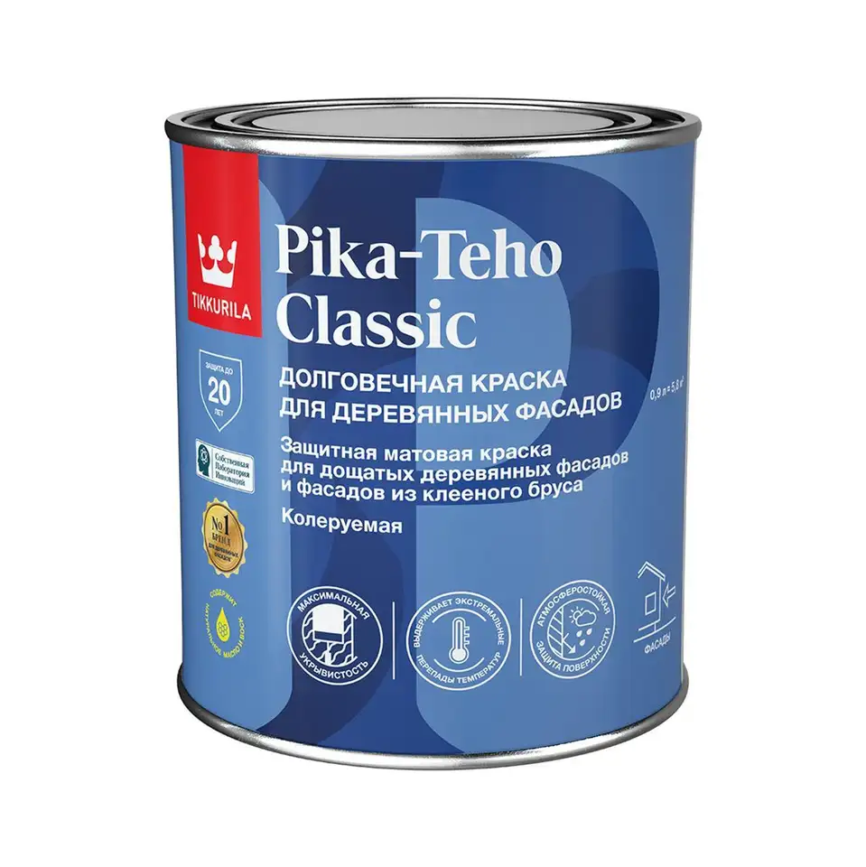 Краска фасадная Tikkurila Pika-Teho Classic (Пико Техо Классик), база С, бесцветная, 0,9 л — фото 1 Краска фасадная Tikkurila Pika-Teho Classic (Пико Техо Классик), база С, бесцветная, 0,9 л — фото 1