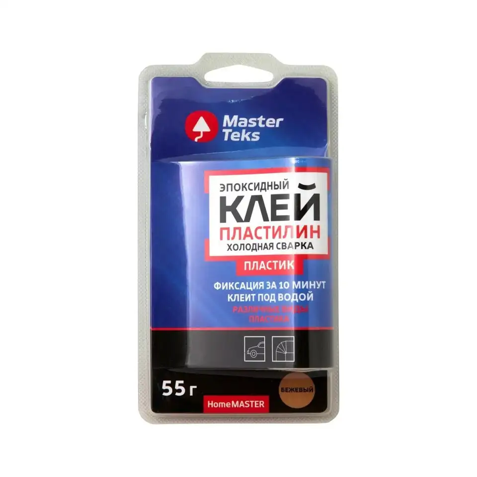 Клей холодная сварка для пластика MasterTeks Homemaster, 55 г, бежевый — фото 1