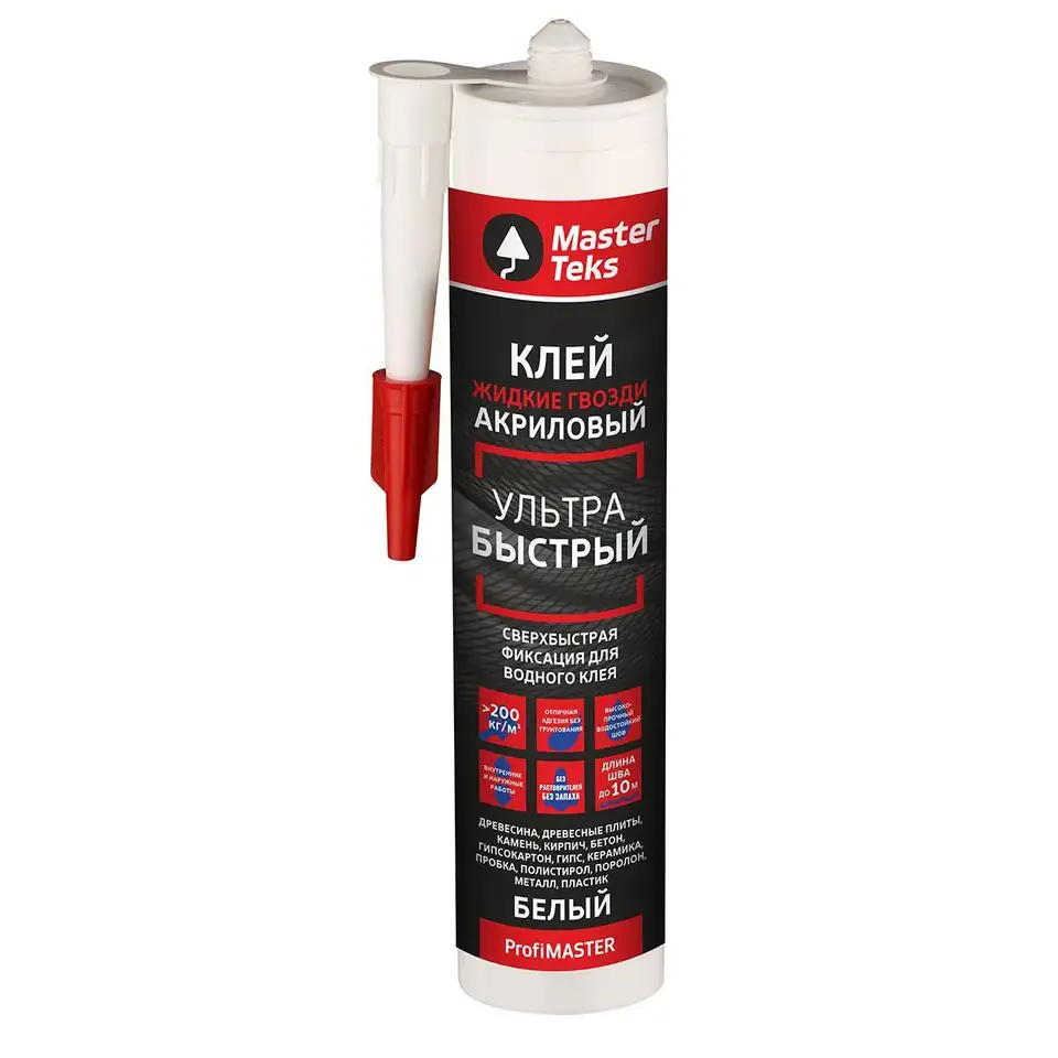 Клей акриловый ультрабыстрый MasterTeks Profimaster 9782347, 427 г, белый — фото 1 Клей акриловый ультрабыстрый MasterTeks Profimaster 9782347, 427 г, белый — фото 1