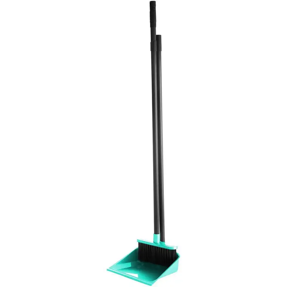 Набор для уборки Spin&Clean Disco, с длинными ручками, щетка и совок, 17,5 x 19,5 x 83 см, аквамарин — фото 1