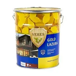 Декоративная пропитка для дерева Veres Gold Lazura №3, глянцевая, 10 л, тик — фото 1 Декоративная пропитка для дерева Veres Gold Lazura №3, глянцевая, 10 л, тик — фото 1