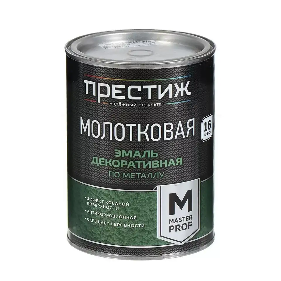 Эмаль декоративная по металлу молотковая Престиж, 0,8 л, серебристо-зеленая — фото 1