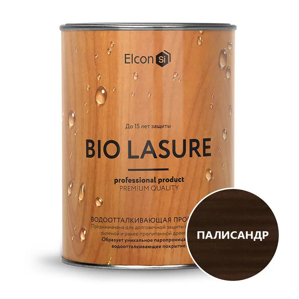 Пропитка для дерева водоотталкивающая Elcon Bio Lasure, 0,9 л, палисандр — фото 1 Пропитка для дерева водоотталкивающая Elcon Bio Lasure, 0,9 л, палисандр — фото 1