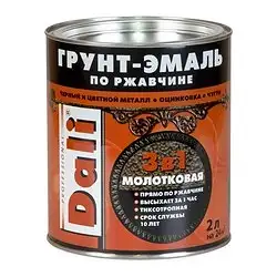 Грунт-эмаль по ржавчине Dali 3 в 1, молотковая, 2 л, золотистая — фото 1