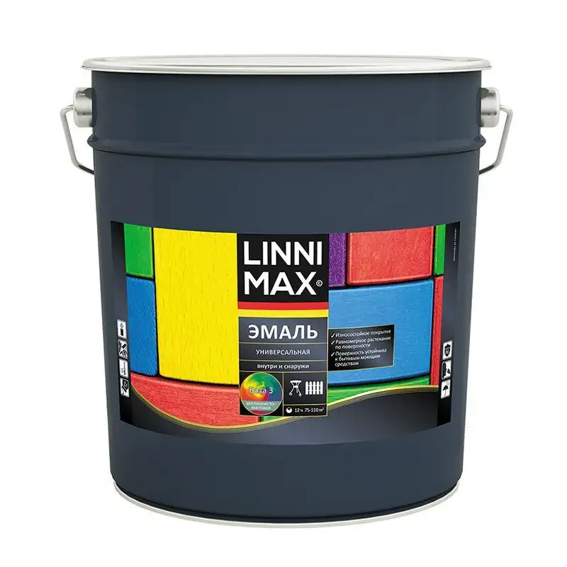 Эмаль универсальная Linnimax Аква, акриловая, шелковисто-матовая, база 3, бесцветная, 8,46 л — фото 1