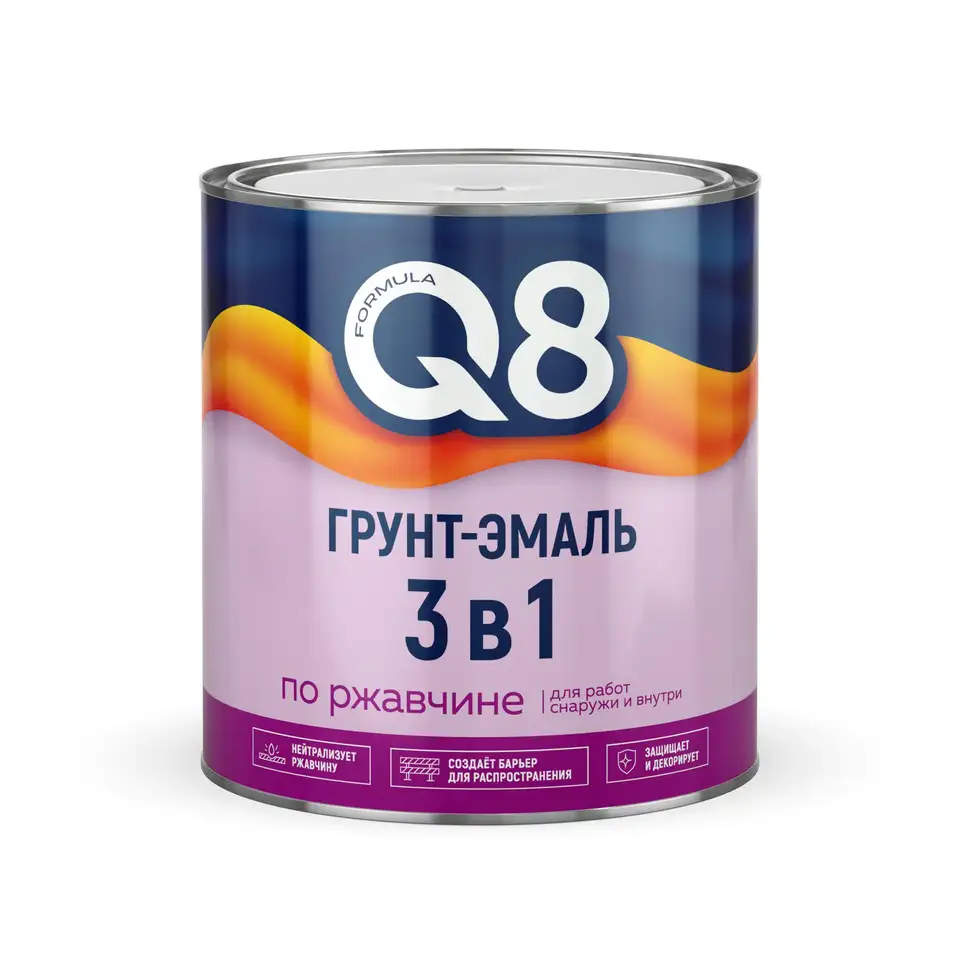 Грунт-эмаль по ржавчине Formula Q8 3 в 1, полуматовая, 2,6 кг, вишневая — фото 1 Грунт-эмаль по ржавчине Formula Q8 3 в 1, полуматовая, 2,6 кг, вишневая — фото 1