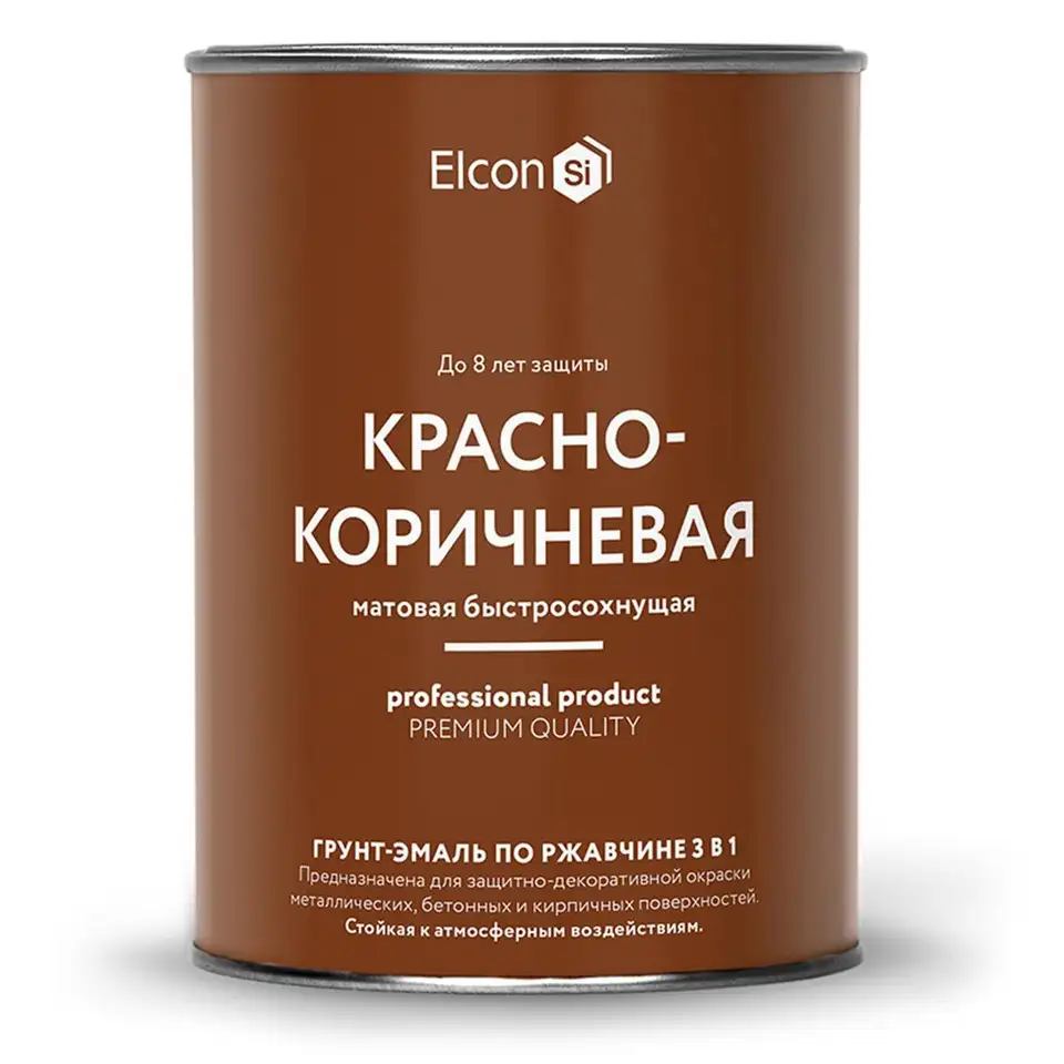 Грунт-эмаль по ржавчине Elcon 3 в 1, матовая, 0,8 кг, RAL 3009, красно-коричневая — фото 1 Грунт-эмаль по ржавчине Elcon 3 в 1, матовая, 0,8 кг, RAL 3009, красно-коричневая — фото 1