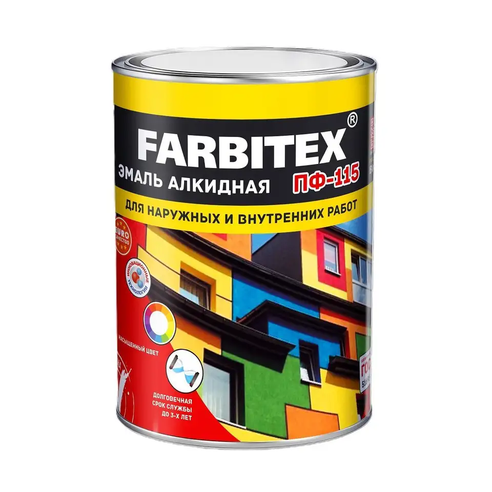 Эмаль ПФ-115 Farbitex, алкидная, глянцевая, 0,8 кг, RAL 7024, графит — фото 1 Эмаль ПФ-115 Farbitex, алкидная, глянцевая, 0,8 кг, RAL 7024, графит — фото 1