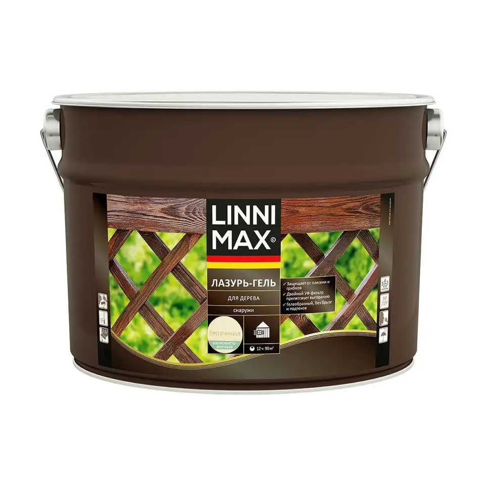 Защитная лазурь-гель для дерева Linnimax, 9 л, бесцветная — фото 1