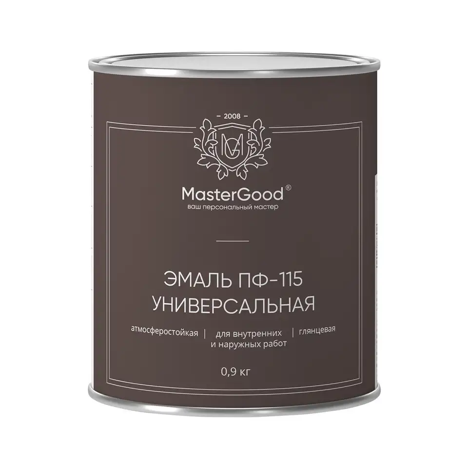 Эмаль MasterGood ПФ-115, алкидная, глянцевая, 0,9 кг, черная — фото 1