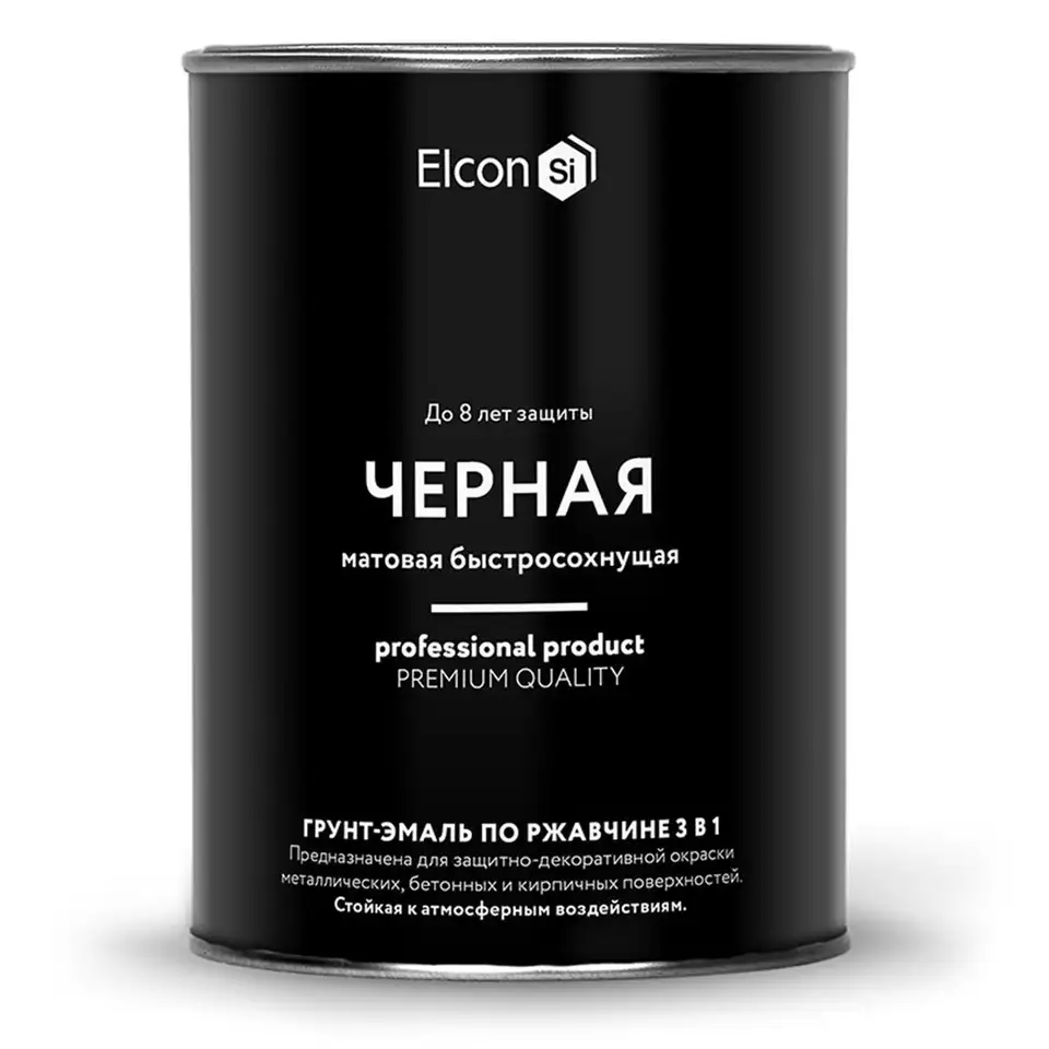 Грунт-эмаль по ржавчине Elcon 3 в 1, матовая, 0,8 кг, RAL 9005, черная — фото 1 Грунт-эмаль по ржавчине Elcon 3 в 1, матовая, 0,8 кг, RAL 9005, черная — фото 1