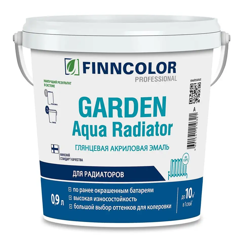 Эмаль для радиаторов Garden Akva Radiator FINNCOLOR, акриловая, 0,9 л, бесцветная (база С) — фото 1